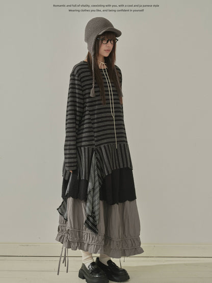 "Quiet Form" Mist Gray A-Line Maxi Skirt