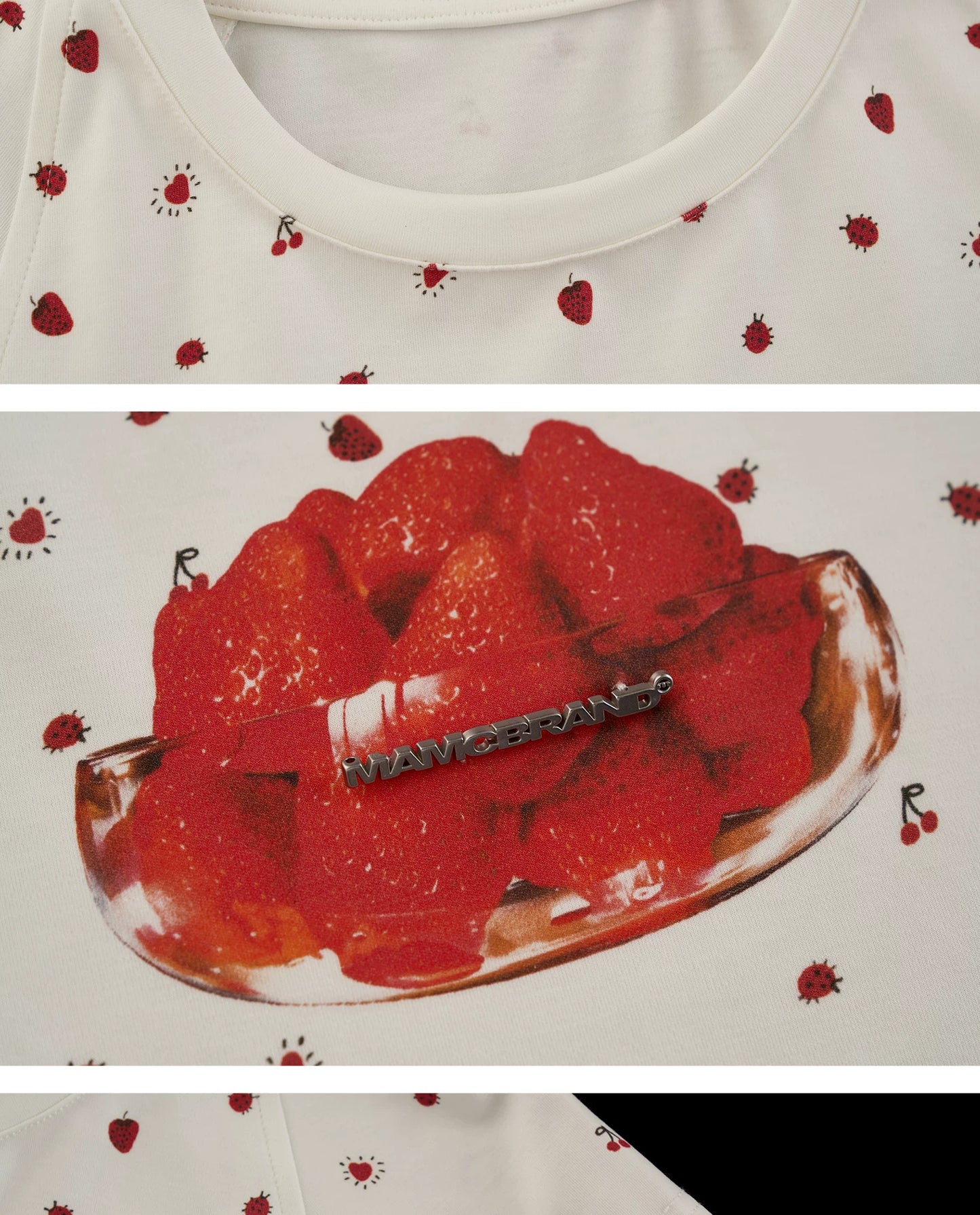 "Strawberry Sugar Mood" Fitted Raglan Crop Tee WE982