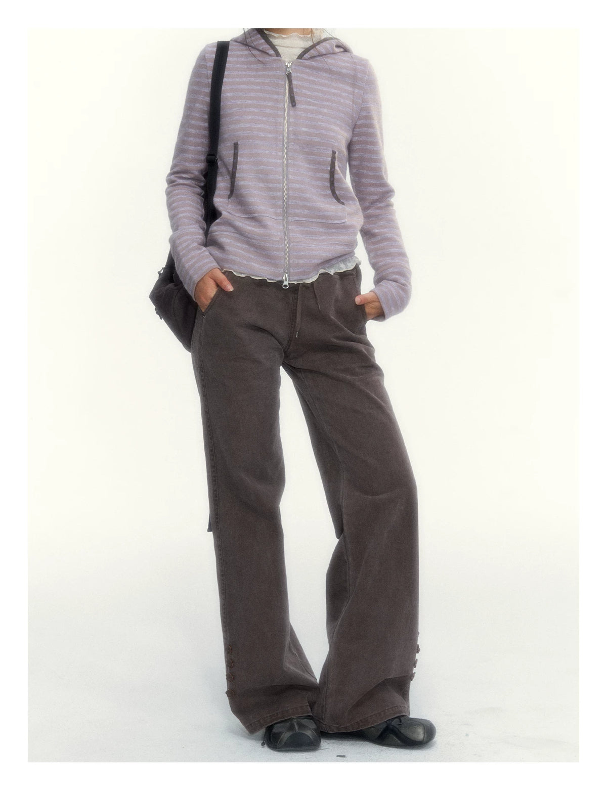 "A Season Called Autumn" Coffee Brown Vintage Washed Wide-Leg Utility Pants