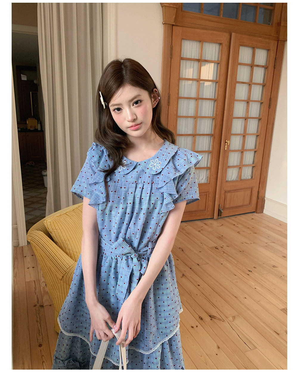 “Blueberry Tart Reverie” Blue Polka Dot Tea Dress