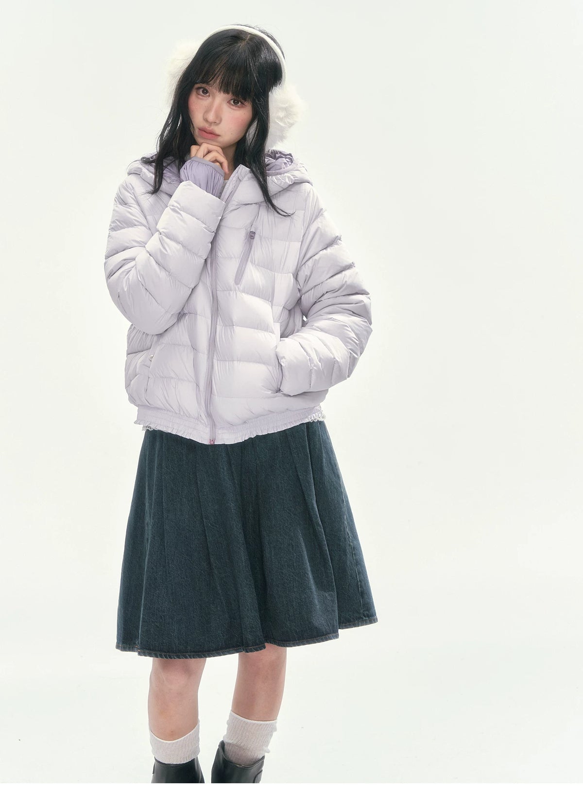 CAN - "Twilight Snow" Hooded 90% White Duck Down Puffer Jacket (Hibiscus Purple / Baby Pink / Water Blue)
