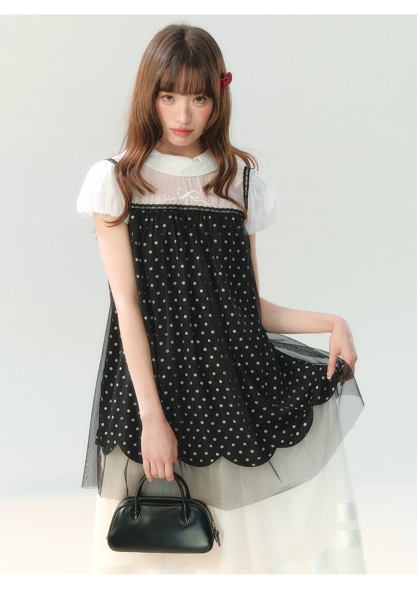 "Black Tulle Reverie" Polka Dot Puff Skirt Set PP2026227