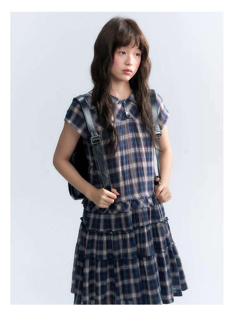 "Weekend Diary" Ruffle Tiered Polo Midi Dress
