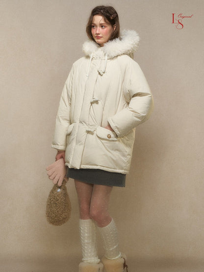 Snow Charm Ivory Toggle Down Coat 1G1101Y115XD