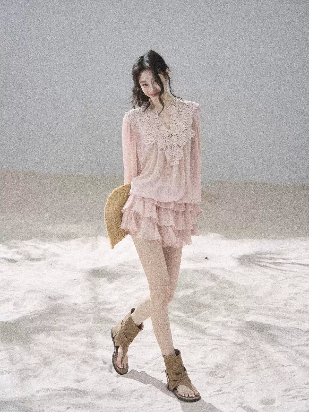 "Flowers on the Breeze" Blush Pink Top & Mini Skirt Two-Piece Set