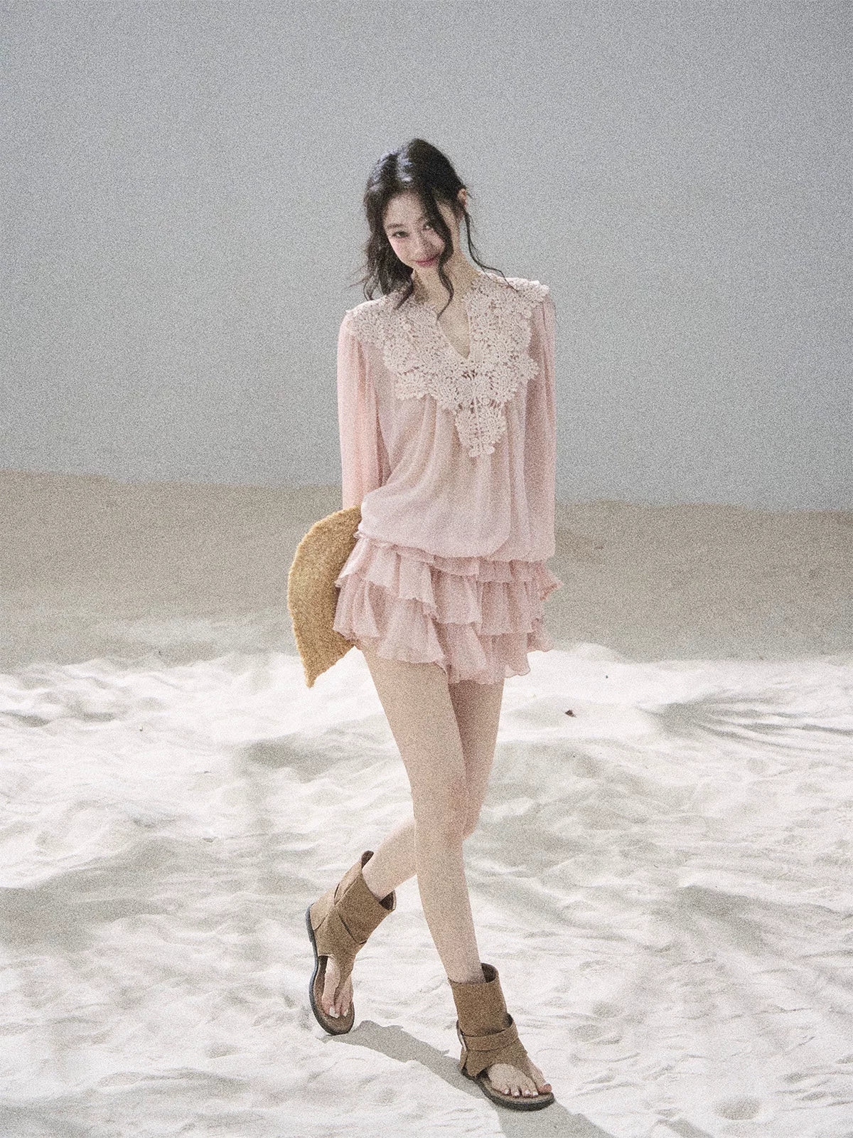 "Flowers on the Breeze" Blush Pink Top & Mini Skirt Two-Piece Set