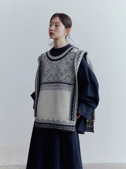 FUSSED Strange Circus Fair Isle Wool Vest FOF-25SS163