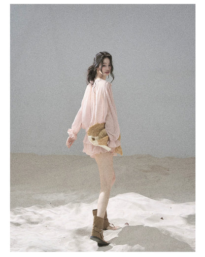 "Flowers on the Breeze" Blush Pink Top & Mini Skirt Two-Piece Set
