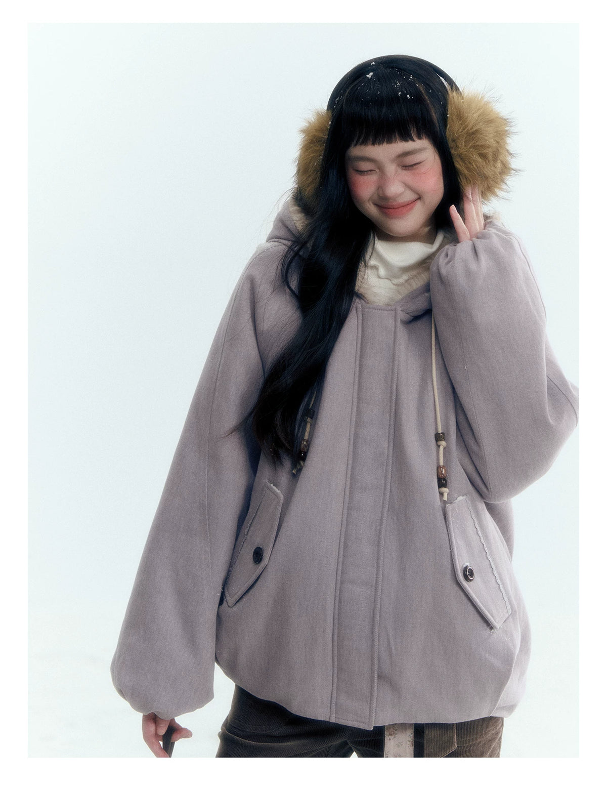 Horridale - Reversible Vintage Puff Jacket with Faux Fur – Misty Purple