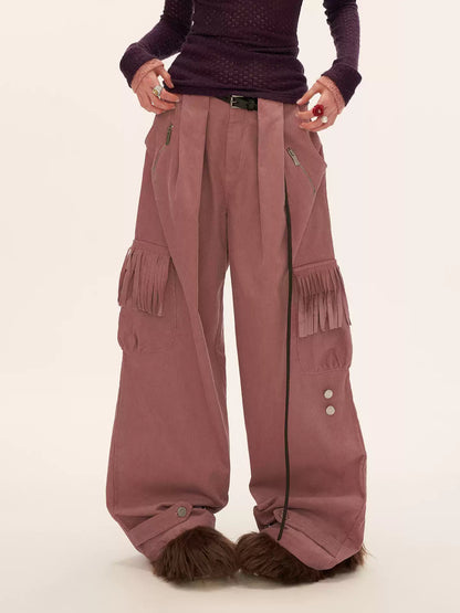 MAMC - Fringe Corduroy Cargo Pants (Dusty Pink)