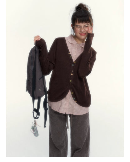 "A Season Called Autumn" Coffee Brown Vintage Washed Wide-Leg Utility Pants