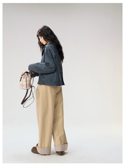 [CAN] "Wildflower Echoes" Vintage Indigo Denim Set (Jacket / Flared Pants / Midi Skirt)