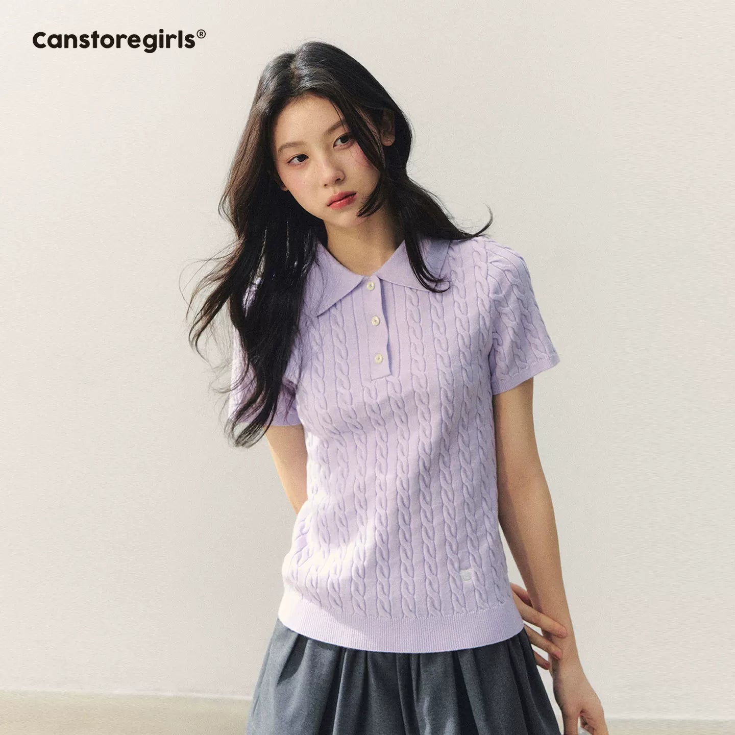 "Colorblock Bear Diary" Knit Polo Tee LL2026020
