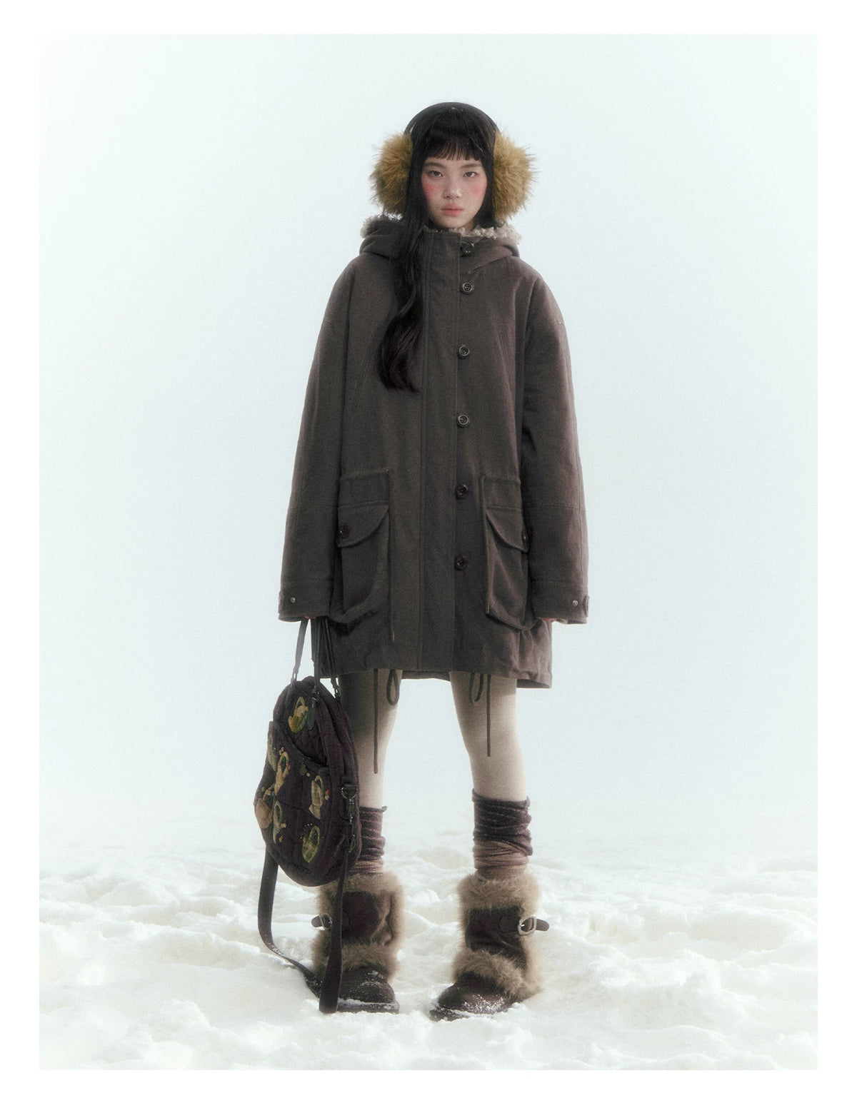 Horridale - Vintage Washed 90% White Duck Down Parka with Faux Fur Hood - Coffee Brown