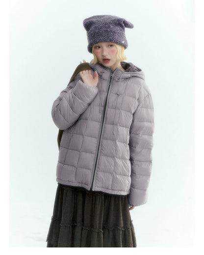 Horridale - Misty Purple Reversible Floral Hooded Down Jacket