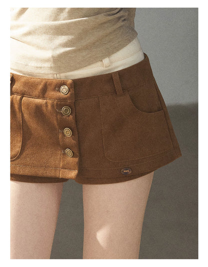 AOMALM - "Among the Oak Trees" Toasted Pecan Faux Suede Skort