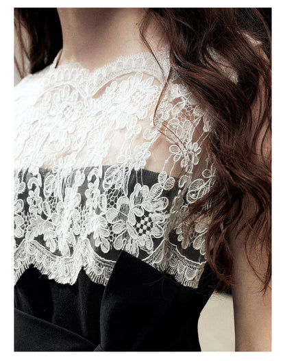 "The Quiet Strength" Black Iris Lace Sleeveless Crop Top