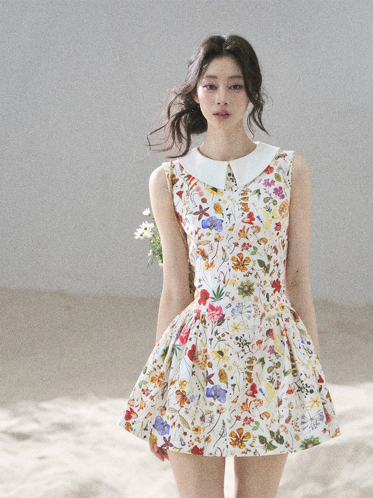 "Fallen Petals" Fleur White Floral Mini Dress