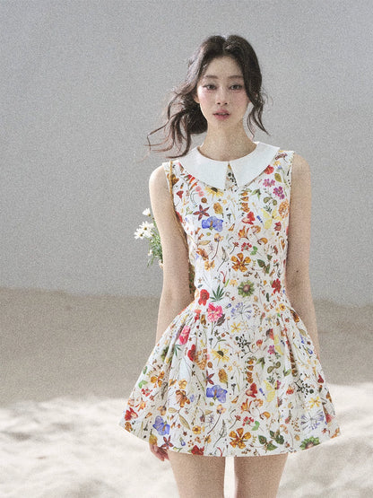 "Fallen Petals" Fleur White Floral Mini Dress
