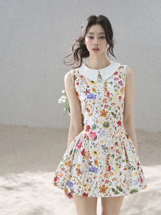 "Fallen Petals" Fleur White Floral Mini Dress