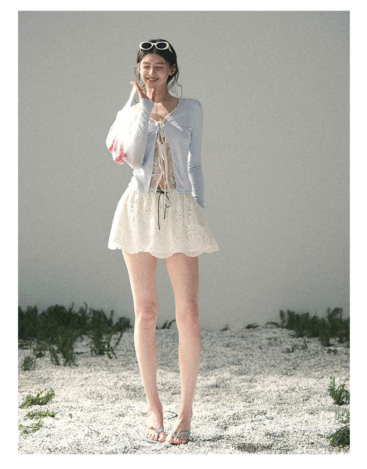 “Dreams Between Seams” Baby Blue Layered Lace Top