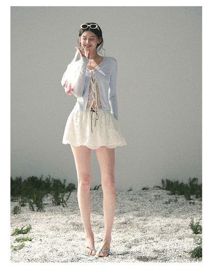 “Dreams Between Seams” Baby Blue Layered Lace Top