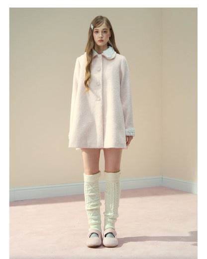 SunsetPark - "Everyday Heiress" Heiress Pink Cape Coat Set (Coat + Detachable Cape)