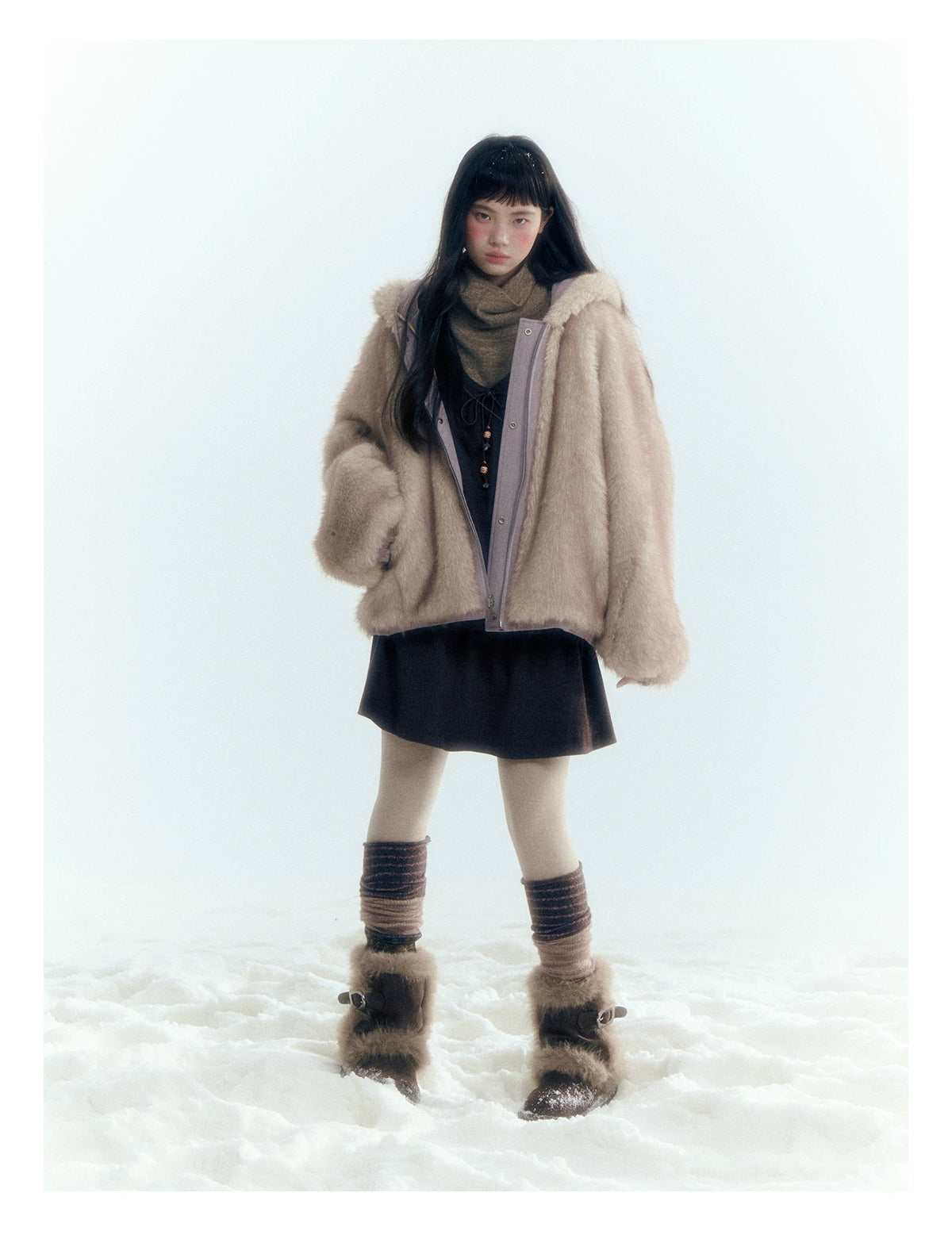 Horridale - Reversible Vintage Puff Jacket with Faux Fur – Misty Purple