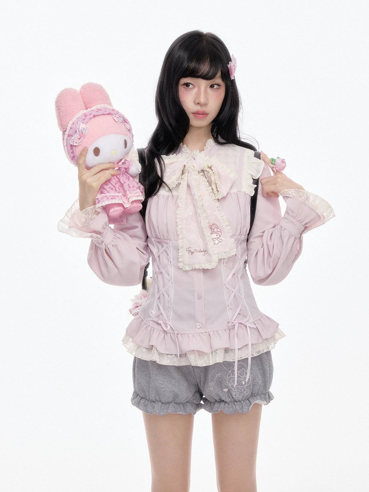 “Melody Mark!” Pink Shirt + Tiered Skirt + Bloomers Set