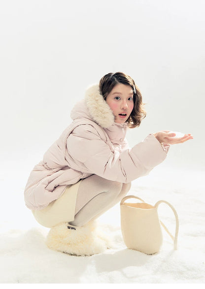 "Blush Cloud Haven" Misty Pink 2-Way Detachable Sleeve Down Jacket & Vest