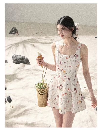 "Chamomile Summer" Dutch Cheese Floral Lace Pinafore Mini Dress 46345