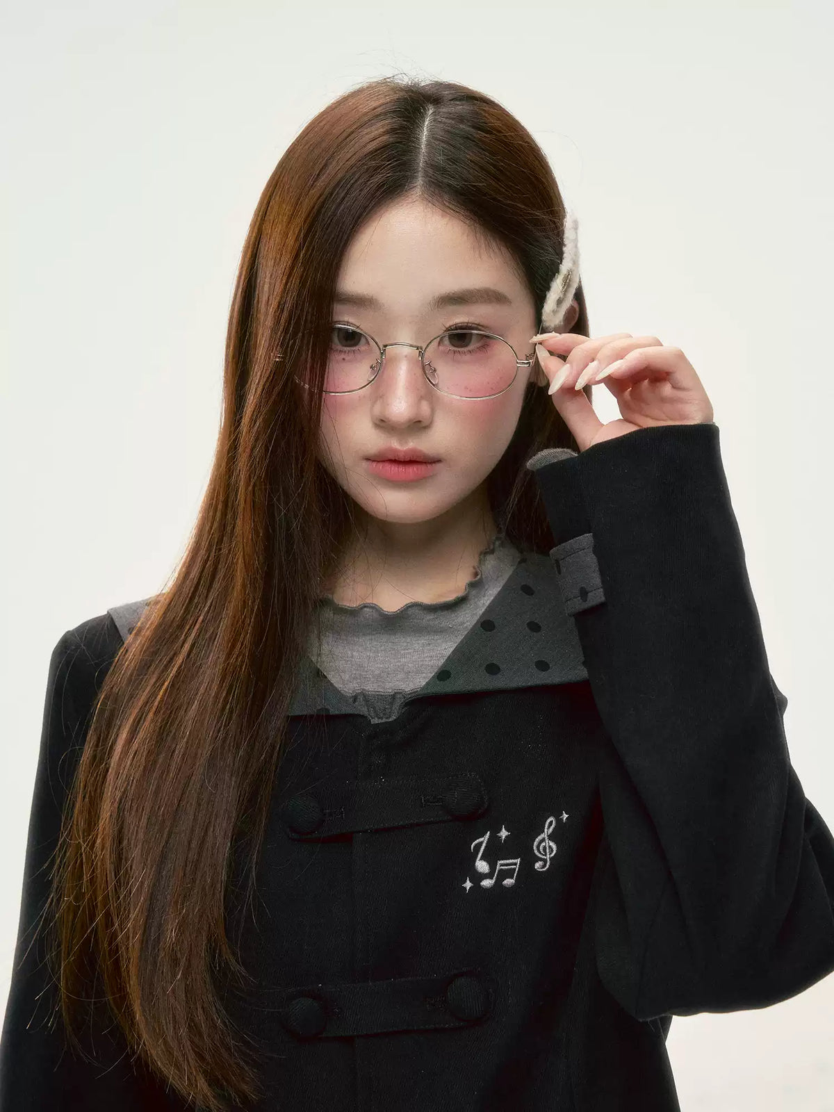 BIBIBENCY - Black Preppy Double-Breasted Cropped Jacket & Skirt