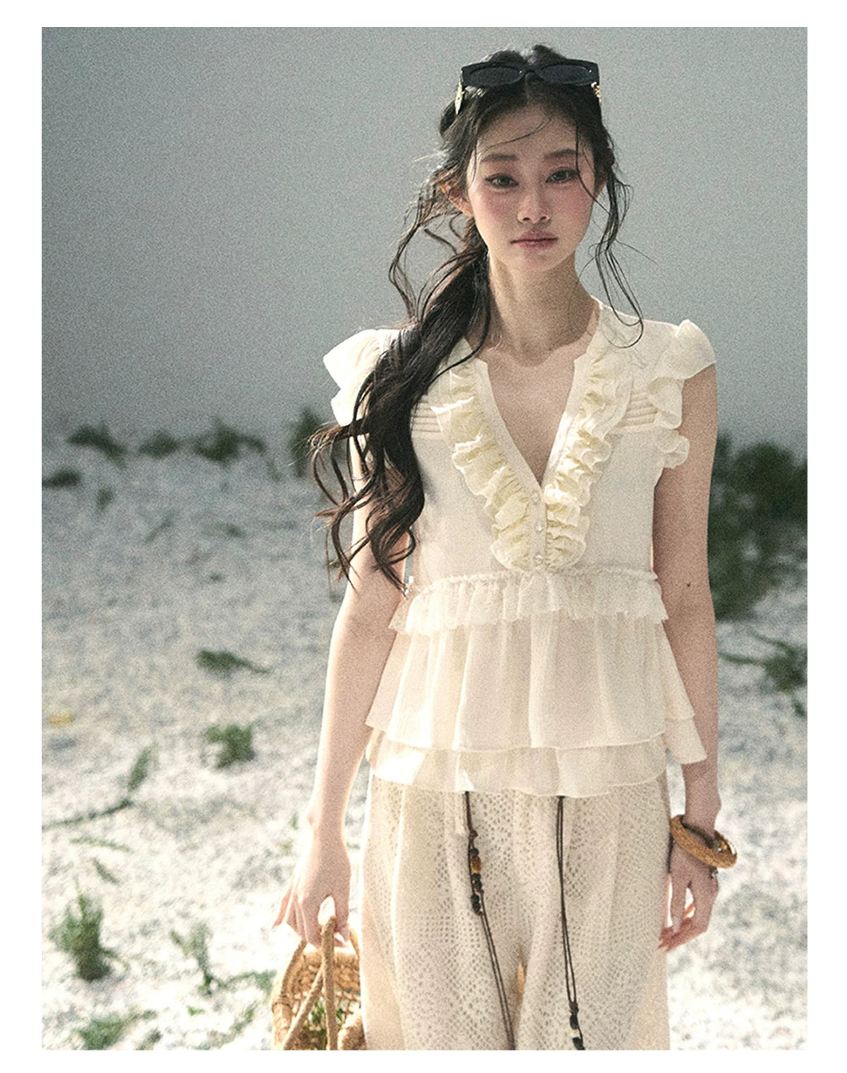 “Sunlight on My Heart” Ivory Lace Babydoll Blouse