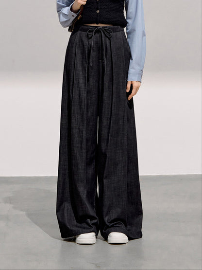 BOHOL BLING - Minimalist Black Wide-Leg Trousers