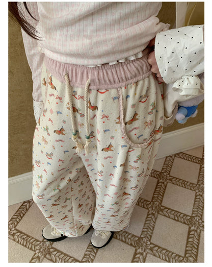 “Dream Pony Picnic” Apricot Pony Print Lounge Pants
