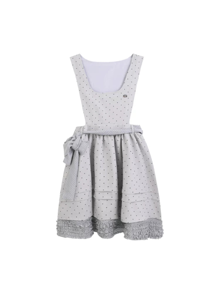 Vintage Japanese-Style Detachable 2-Way Pinafore Dress & Blouse Set