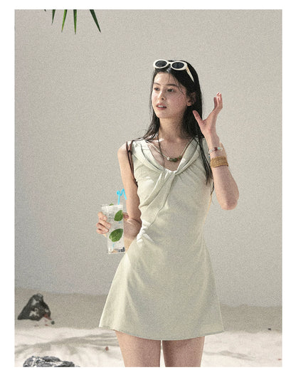 "Botanical Whisper" Sage Mist V-Neck Dress