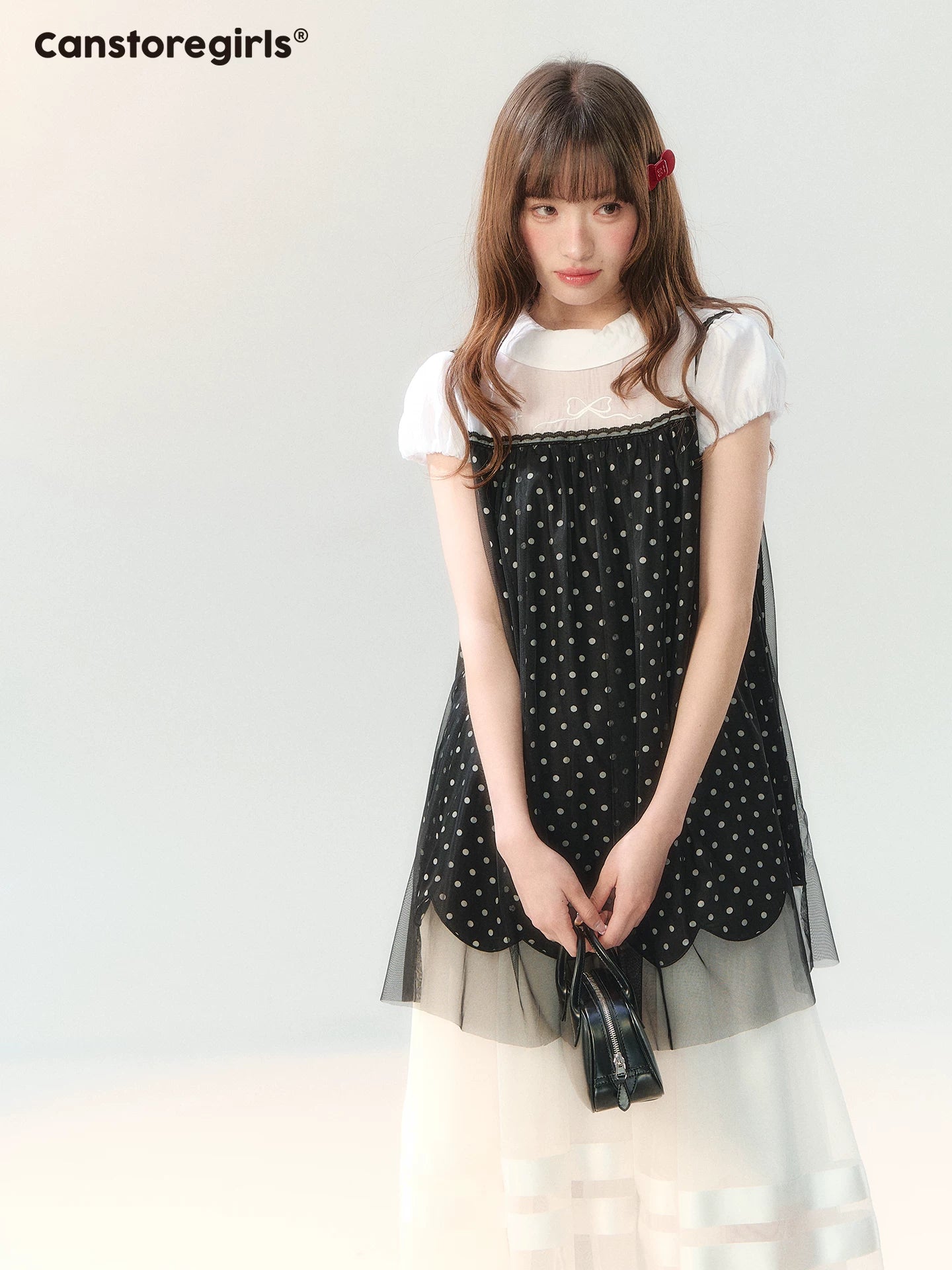 "Black Tulle Reverie" Polka Dot Puff Skirt Set PP2026227