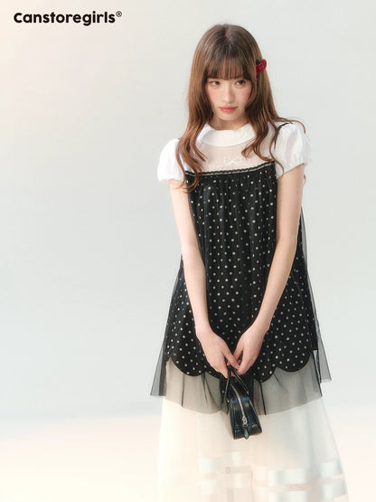 "Black Tulle Reverie" Polka Dot Puff Skirt Set PP2026227