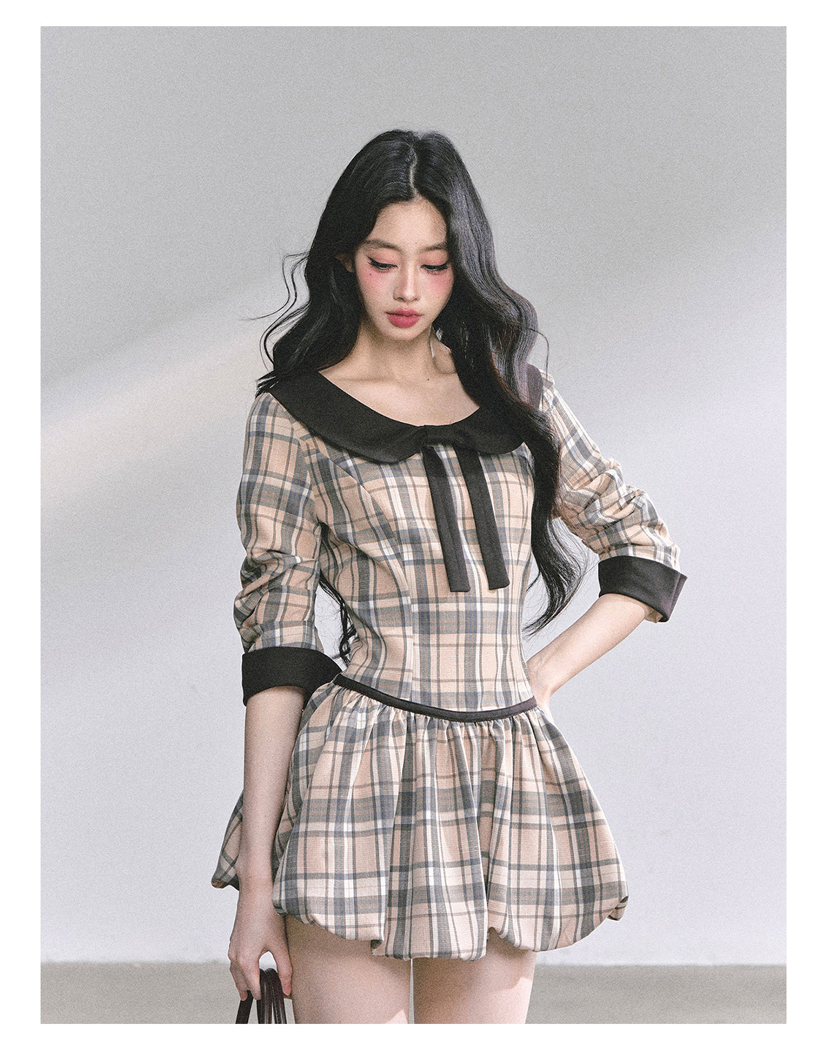 少也眼 "Miss Diana" Plaid French Babydoll Dress 78658645