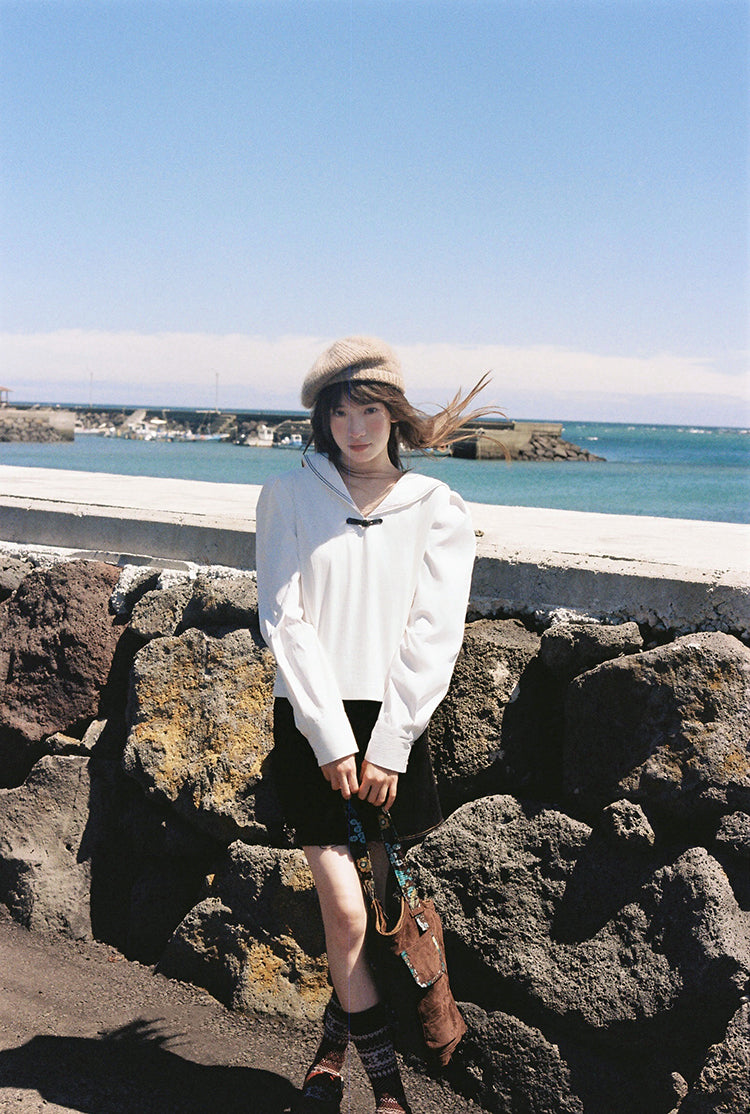 Zzouu - "A Japanese Girl" Sailor Collar White Shirt