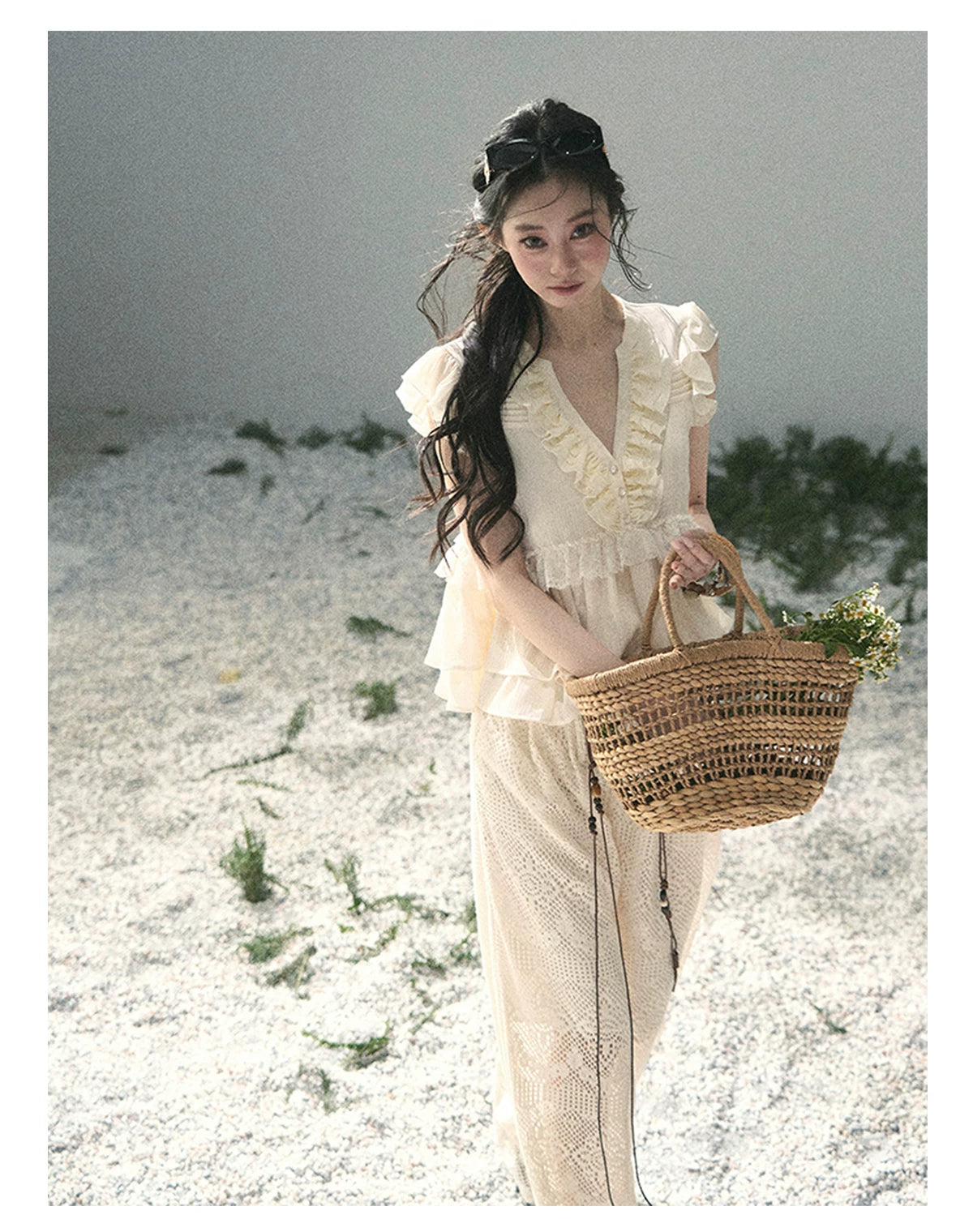 “Sunlight on My Heart” Ivory Lace Babydoll Blouse