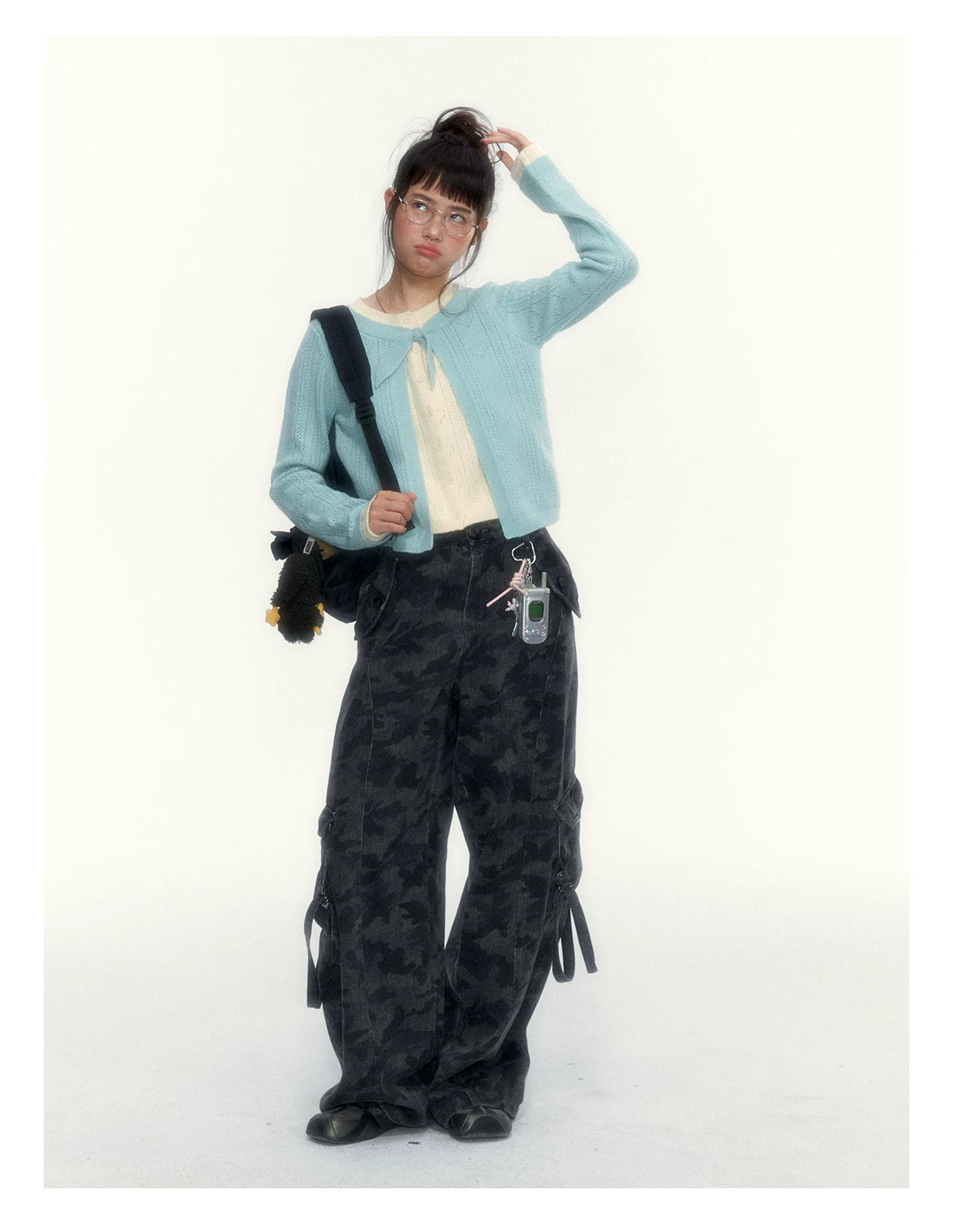 Camouflage Washed Wide-Leg Utility Pants