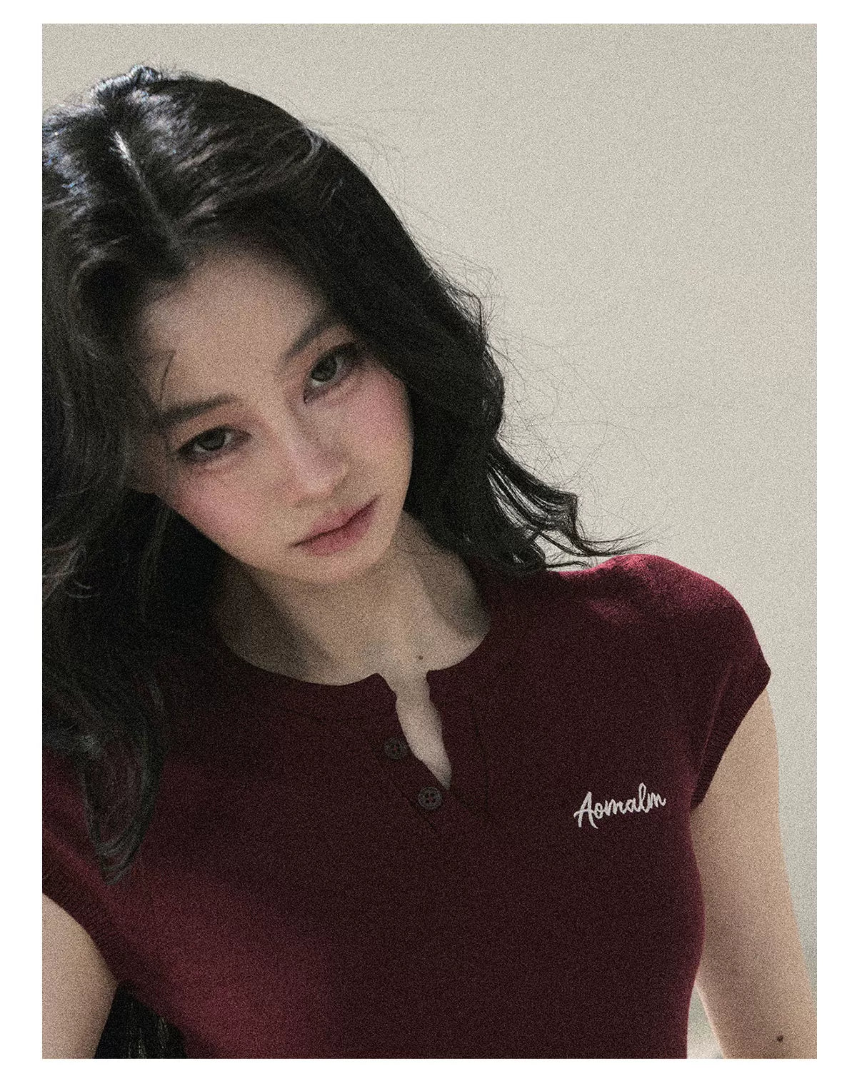 "Letter from the Tides" Burgundy Red Faux Two-Piece Lace Waist-Fit Crop Top 452436