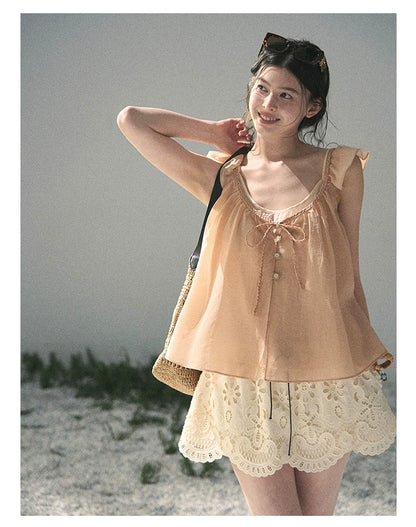 “Your Whisper” Lotus Mauve Babydoll Twinset Top