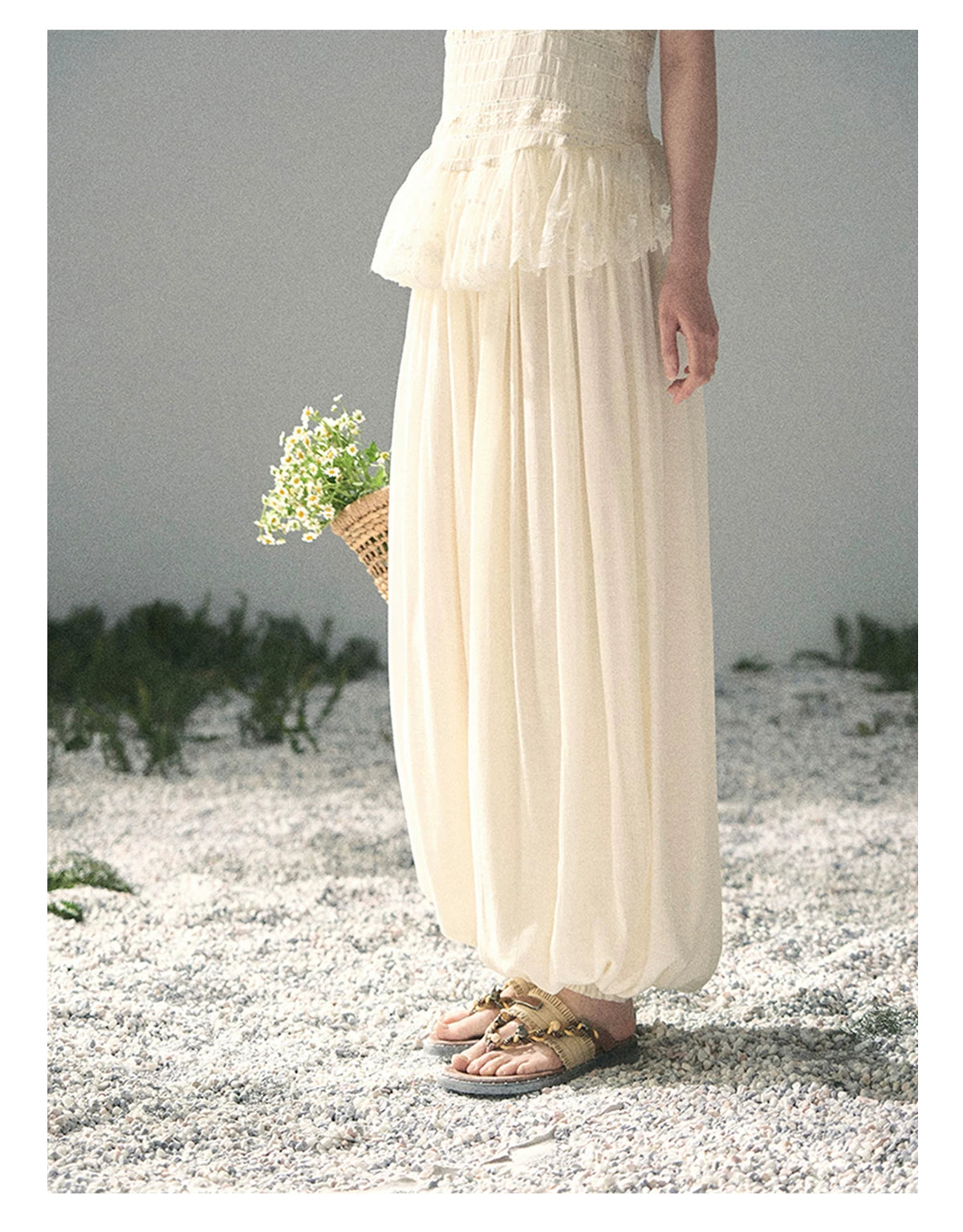 "Fallen Into Your Gaze" Dutch Cheese Lace Top & Jogger Pants Two-Piece Set