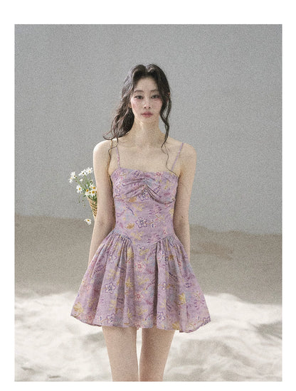 "Iris Bloom" Purple Iris Cami Mini Dress