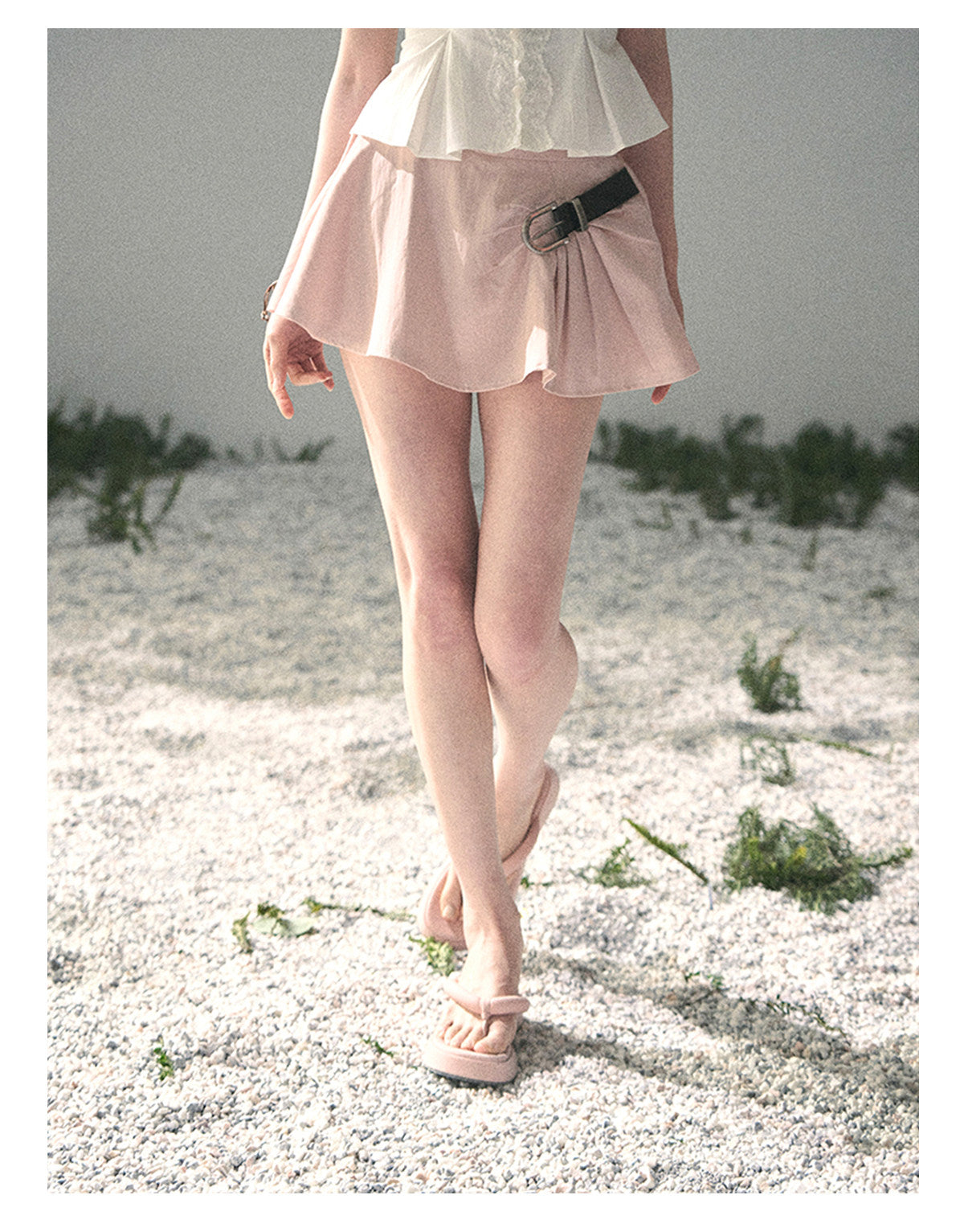 “Corridor Chimes” Soft Pink A-Line Puff Mini Skirt
