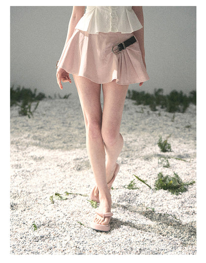“Corridor Chimes” Soft Pink A-Line Puff Mini Skirt