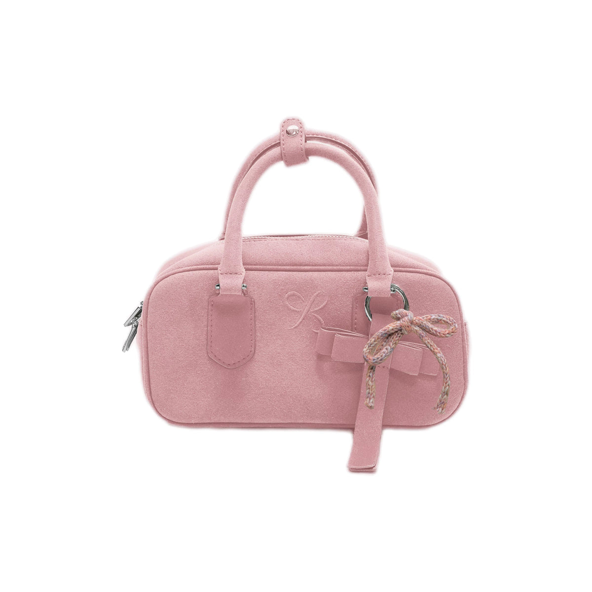 SunsetPark - Suede Bow Boston Handbag (Red / Brown / Floral / Blue / Pink)